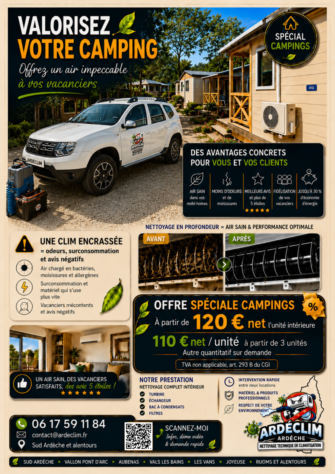 Flyer ARDECLIM spécial campings — version avec offre tarifaire