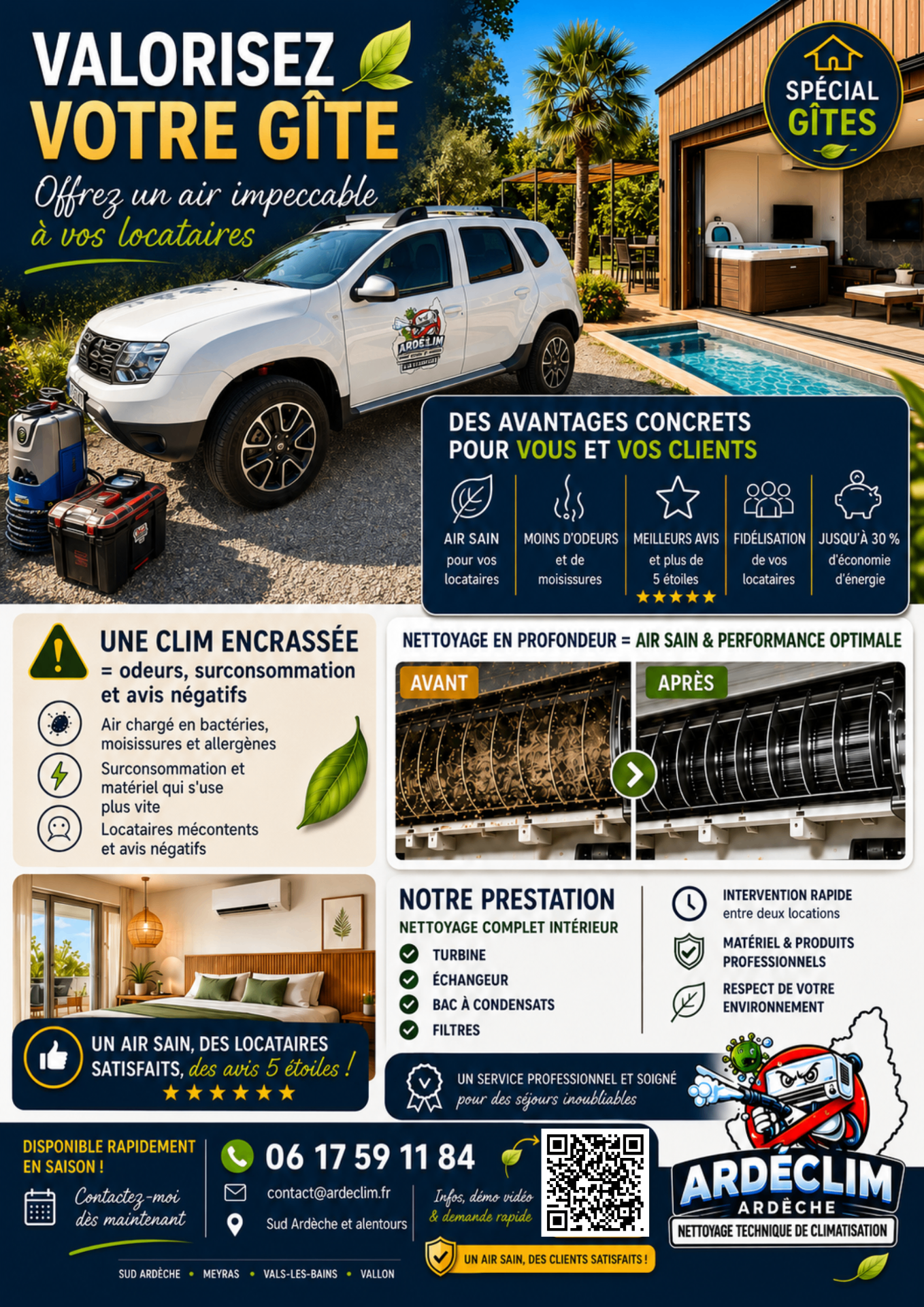 Flyer ARDECLIM spécial gîtes et locations saisonnières en Sud Ardèche